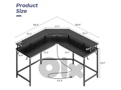 l shaped desk / gaming desk with led light