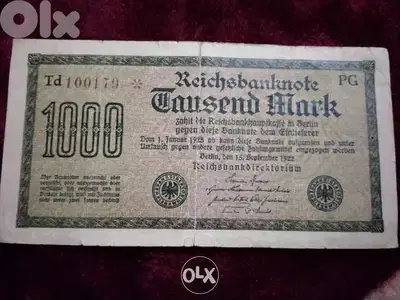 Old German Banknote year 1923 Berlin mint between WWI and WW2