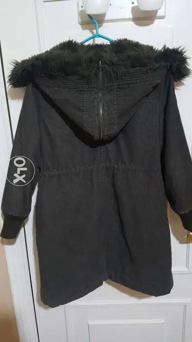 Zara coat with faux fur hood