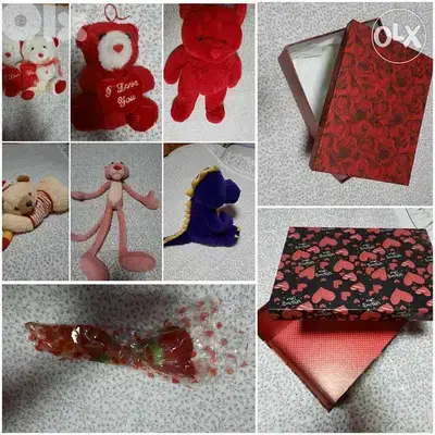 Gift. Boxes, gadgets, bears, flower