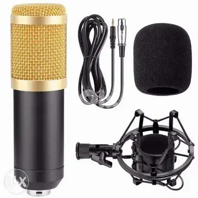 studio recording microphone with cable and windscreen