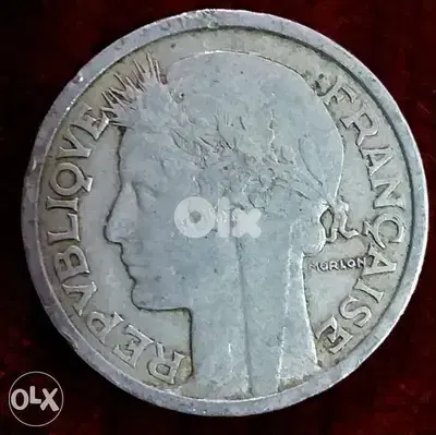 2 French Francs. Morlon Franc year 1958 Beaumont le Roger Aluminum