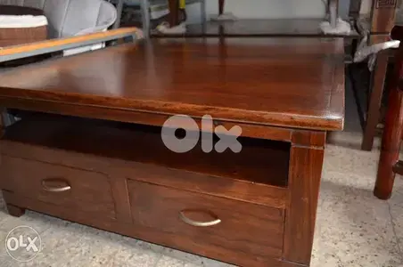 solid teak table with drawers