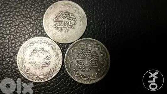 ثلاثة رباع مجيدية فضة عثماني سنة 1293 هجري حوالي 1870 ميلادي