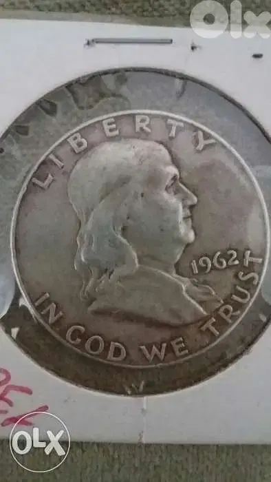 USA Half Silver Dollar of President Benjamin Franklin year 1962
