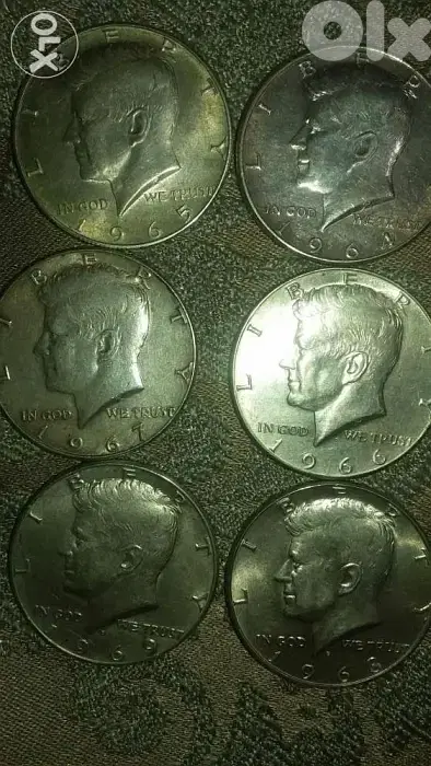 USA 6 Set Memorial Silver Half Dollars Jhon Kennedy fromn1964 to 1969
