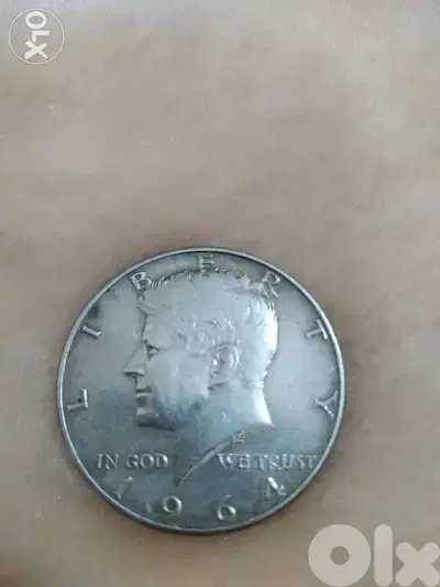 USA Silver Half Dollar Memorial John F Kennddy year 1964