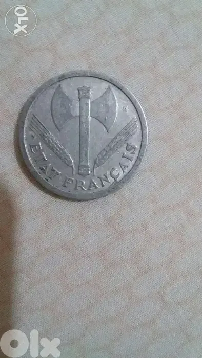 2 French Francs Aluminum from WW2 year 1943