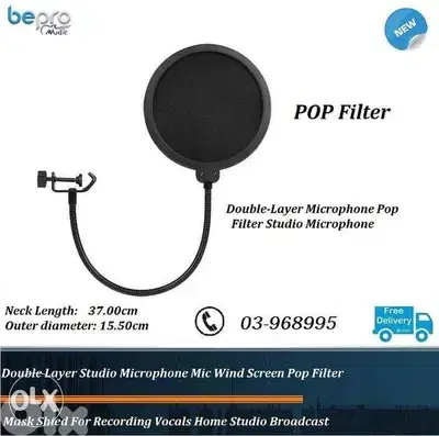 Double-Layer Microphone Pop Filter Studio Microphone Round Shape Wind