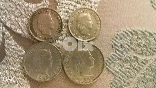 Set of Four Swiss Francs coins year 1929 and up