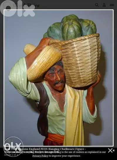 1963 Bossons England Peon Hanging chalkware figure
