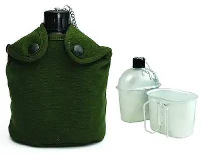Brand New Aluminum Camping Water Bottle + Bag + Bowl
