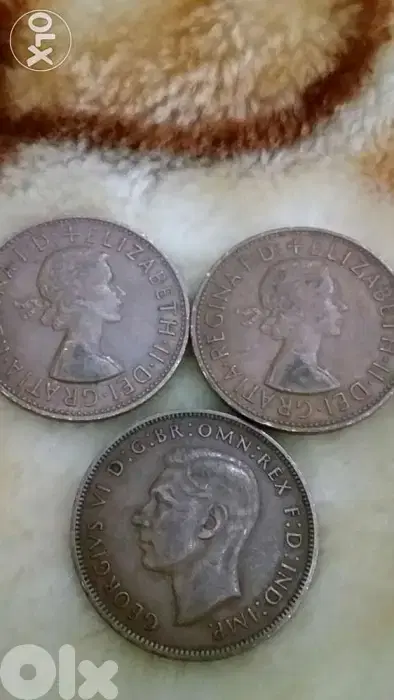Set of Three English Coins King Georges VI 1948 &Elizabeth 1963 &,1964