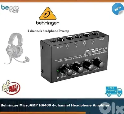 Behringer MicroAMP HA400 4-channel Headphone Amplifier,Studio Preamp