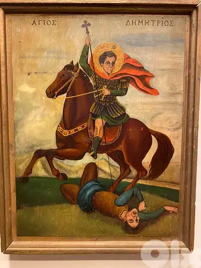 Antique Greeck icon St Dimitri 19th