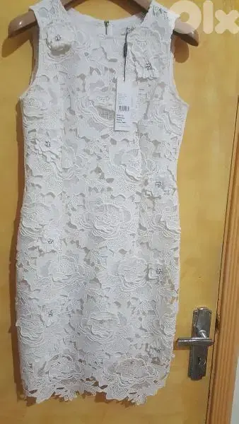 Darling london white guipure wedding christening dress M 40
