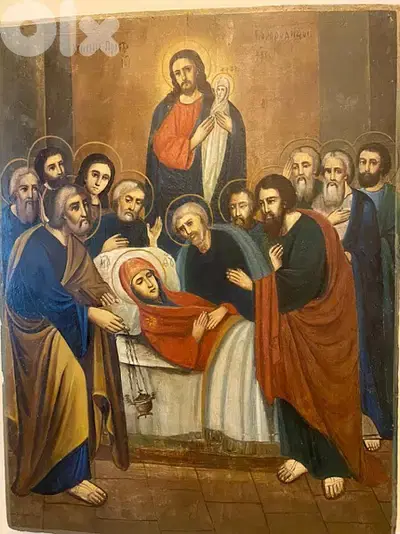 rare antique 19th century Russian icon dormition