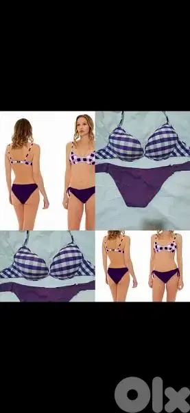 swimsuit purpke with check m l xl xxl
