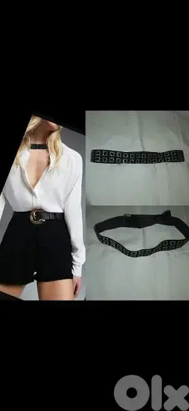 necklace choker black with strass suede