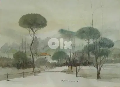 1980s watercolour by the lebanese artist Haidar Hamaoui