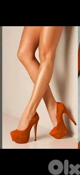 Shoes orange suede high heels 38 39 40 worn once