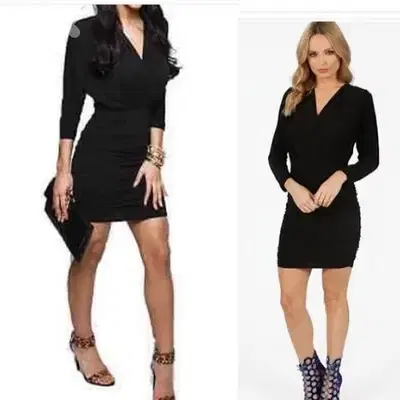 dress long sleeve v neck lycra s to xxL