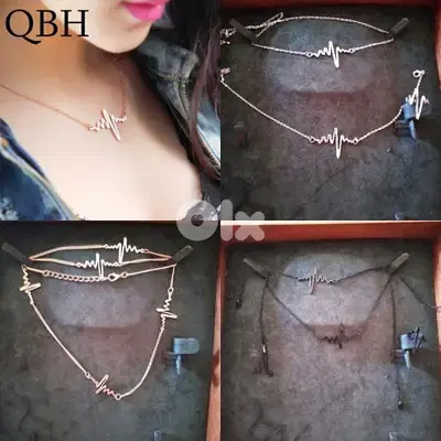 necklace set 3pcs necklace ring bracelet . 3 colours gold silver black