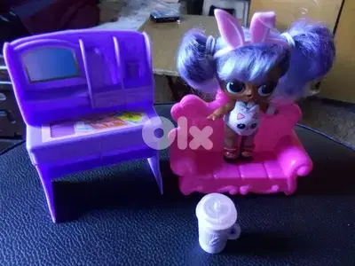 LOL MGA PURPLE Small Great doll+Muc+salon big chair+brush stand