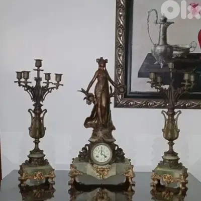 French Art Nouveau clock set Auguste Moreau 1834-1917