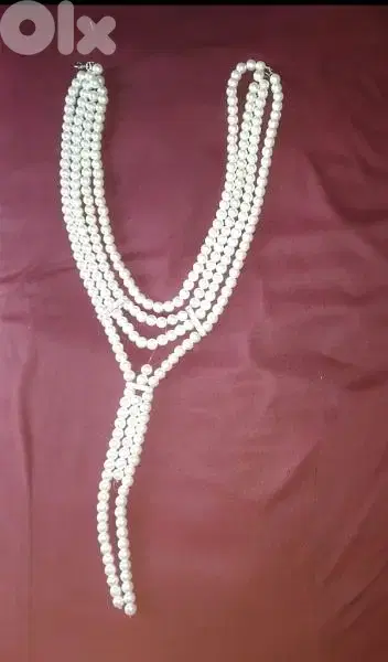 necklace multilayers pearl white necklace vintage