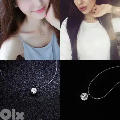necklace invisible necklace with big stone zirkone