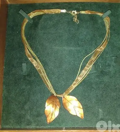 2 leaves necklace satin multilayer handles