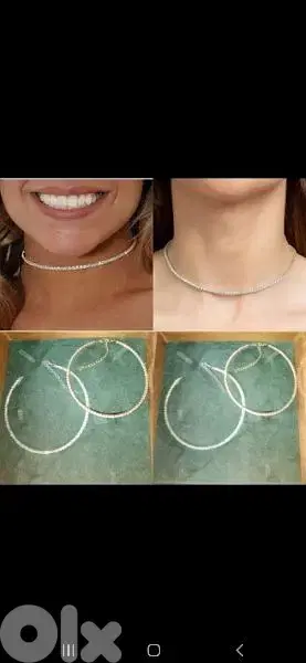 necklace one line necklace zirkon gold or silver tone