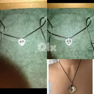 necklace heart shape crystal pendant on satin