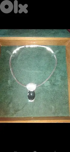 necklace stainless steel necklace crystal black pendant