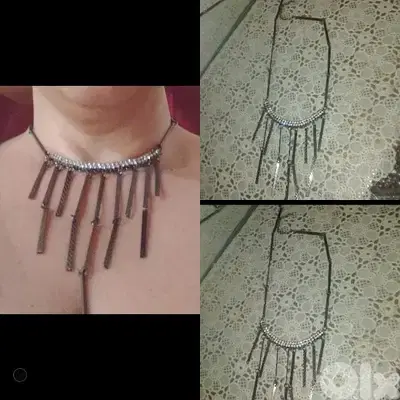 necklace grey metal with strass