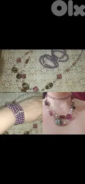 necklace set 3a2ed ma3 esswara purple high quality