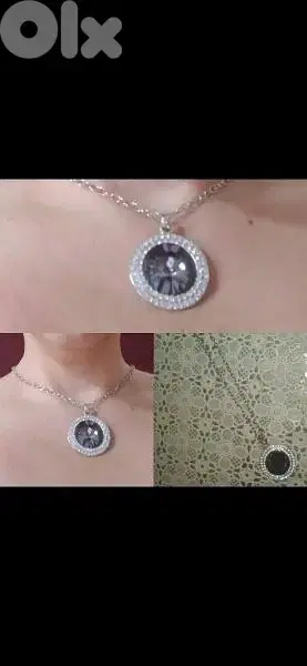 necklace big grey stone strass necklace