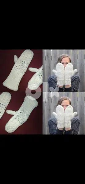 wool fingerless gloves fur inside