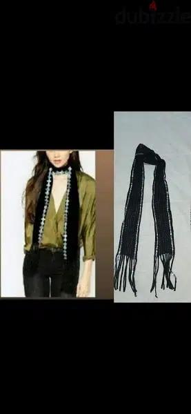 scarf wook black with silver sequin