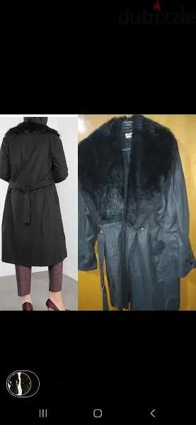 trenchcoat big fur collar m to xxxL