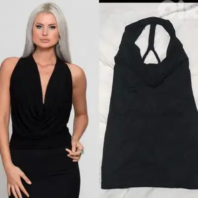dress drape halter neck dress s to xxL turkish