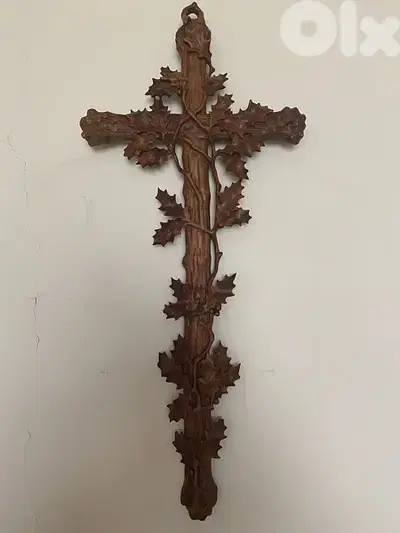 beautiful hand carved church cross 19th
