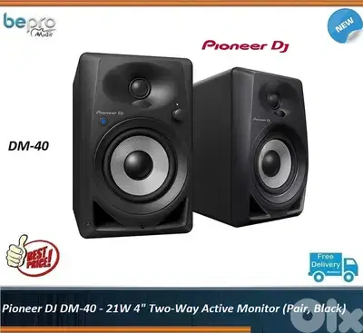 Pioneer DJ DM-40D- 21W 4" Two-Way Active Monitor (Pair, Black)