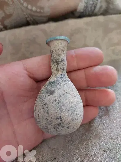 Ancient Roman Glass  Iridescent Unguentariym 1st to 3rd century 7 cm