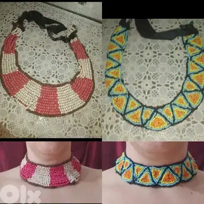 Necklace all beads hand made vintage 2 colours