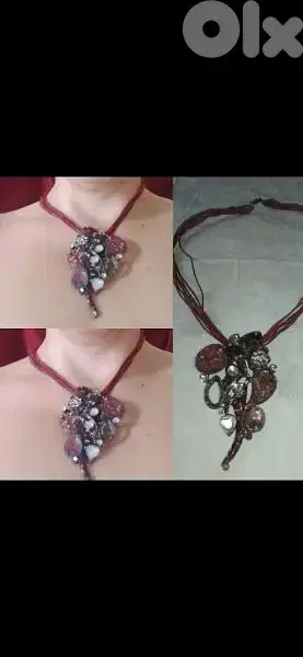necklace bordo metal pendant vintage