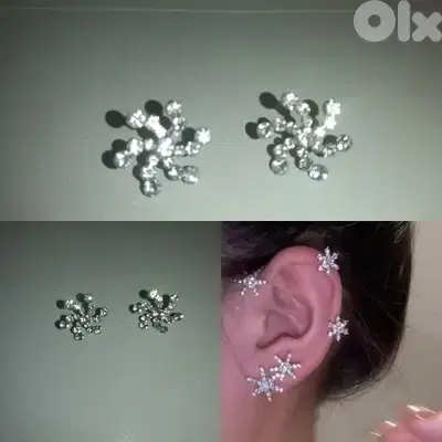 earrings snowflakes strass stainless steel