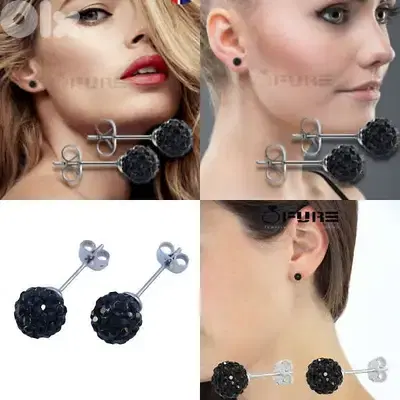 earrings crystall ball black