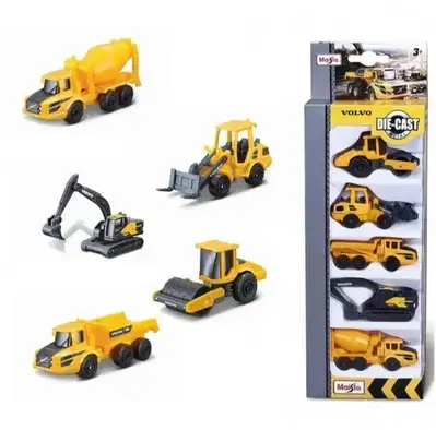 5 car pack construction crew diecast car model 1;64.